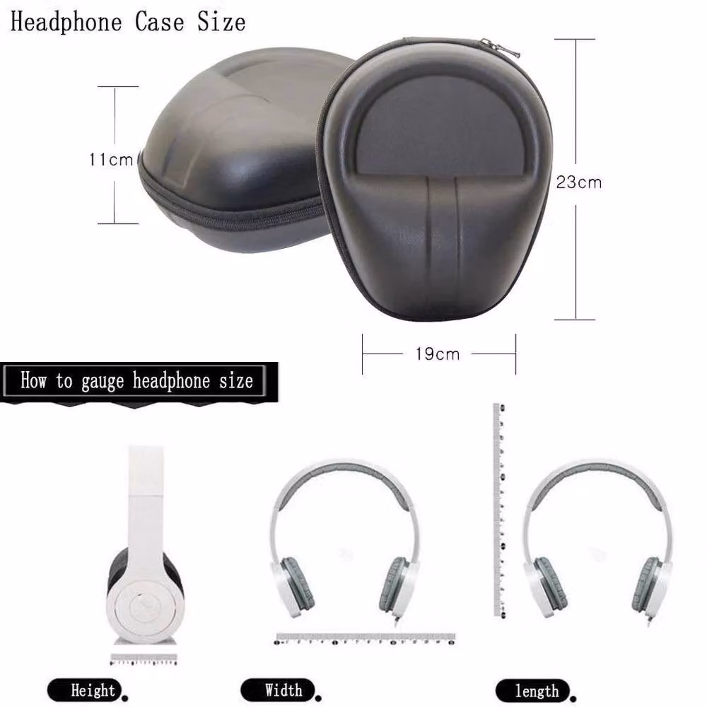 FLAVORA Hard Shell Headphone Storage Carry Case in Black, W: 50.0 cm, D: 50.0 cm – 2
