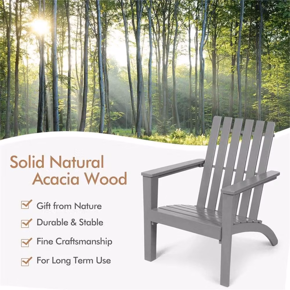 Kelvenix Classic Acacia Wood Outdoor Garden Adirondack Chair in Grey – 3