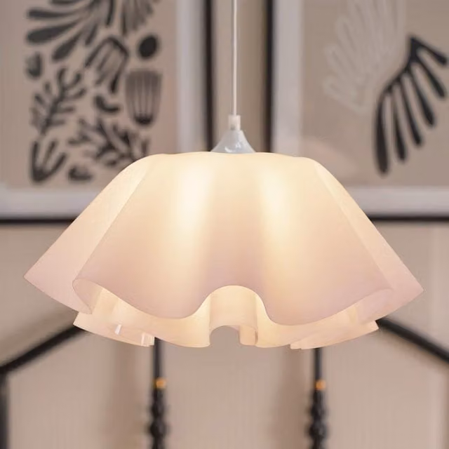 ValueLights Kumo White Layered Flower Design Acrylic Ceiling Pendant Light Fitting with Bulb, Shade Width: 42.5 cm – 1