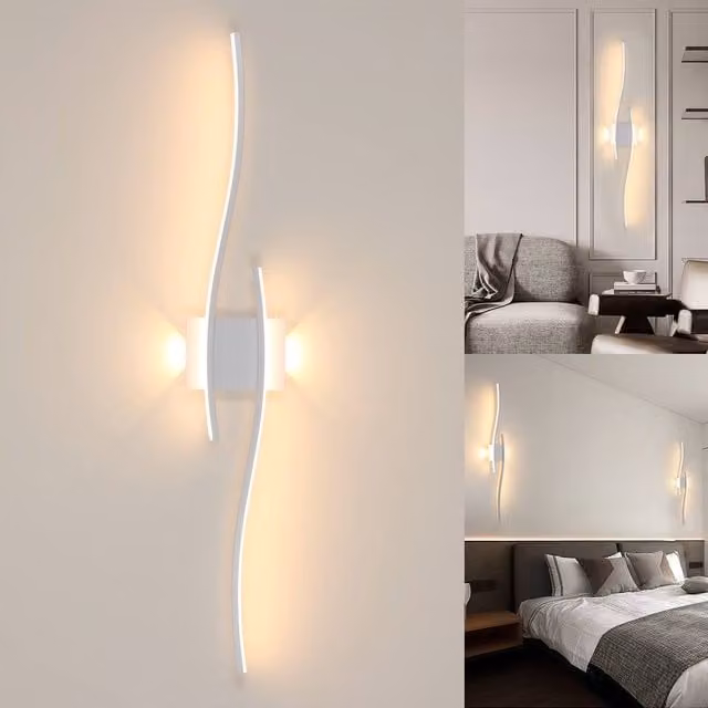 Pheashine White Wave Shaped LED Wall Sconce, 27W 3000K Warm White, W: 89 cm, H: 14 cm, D: 5.5 cm