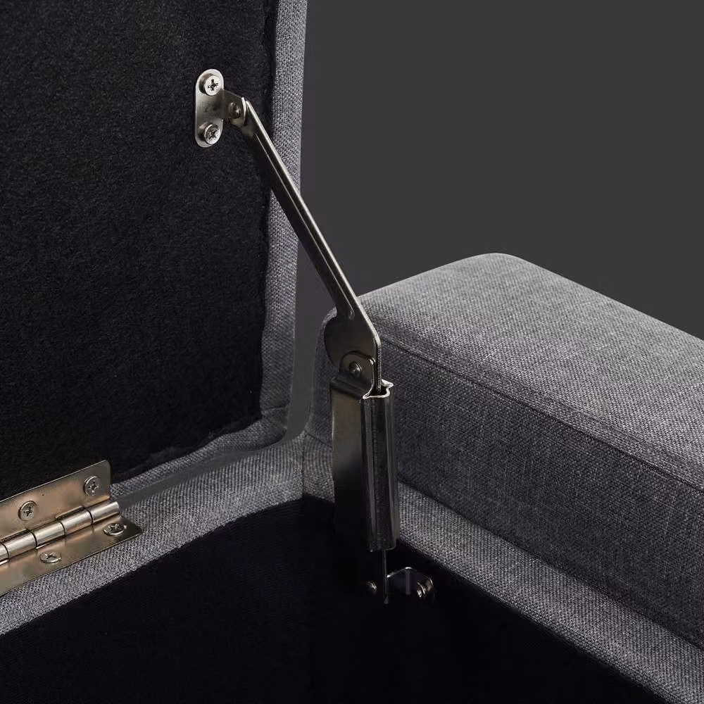 Home Republic Grey Linen Upholstered Ottoman Storage Bench – 4