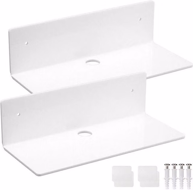 FLAVORA Set of 2 White Acrylic Floating Wall Shelves, Width: 50 cm