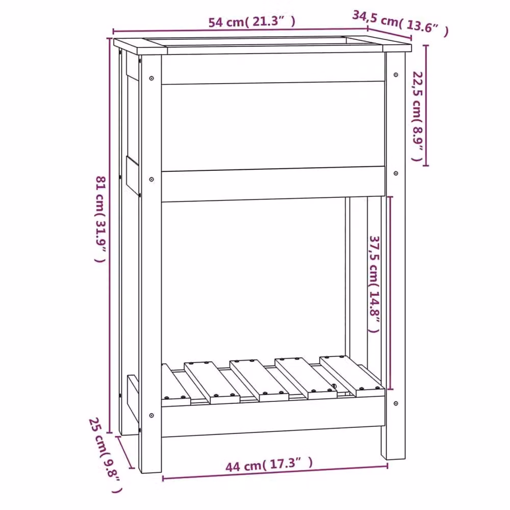 Berkfield Home Planter with Shelf in Grey Solid Wood Pine, W/D/H: 54 x 34.5 x 81 cm – 3