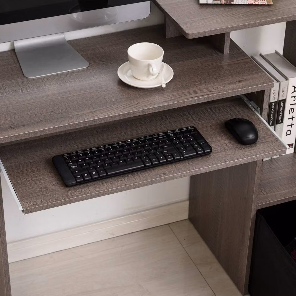 Wyld Haus Ramo Grey Home Office Computer Desk with Side Shelves W: 100 cm, H: 76.7 cm, D: 40 cm – 8