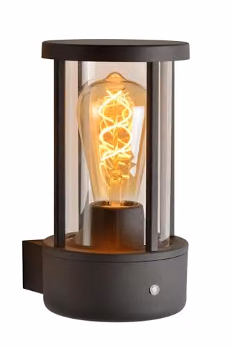 Lucide Lori Modern Outdoor Wall Light with Dusk Sensor, Black or Anthracite, Diameter: 12 cm