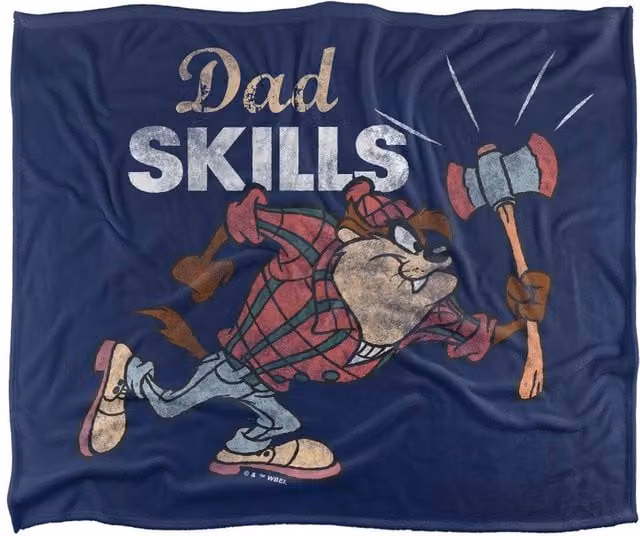 Warner Bros. Looney Tunes Taz Dad Skills Super Soft Fleece Throw Blanket, Multicolour, W: 91 cm, D: 147 cm – 6