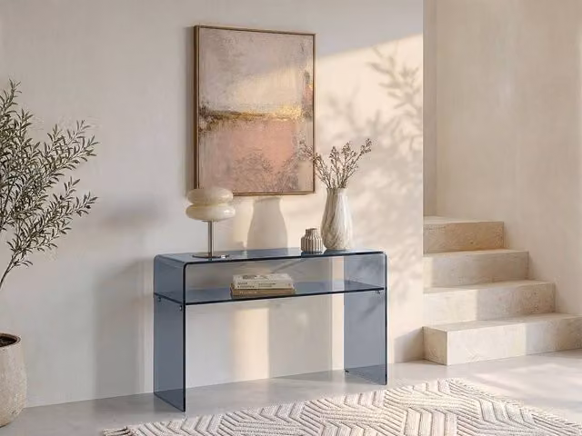 Vente-unique STILEOS Console Table with Tempered Glass Niche in Anthracite Grey