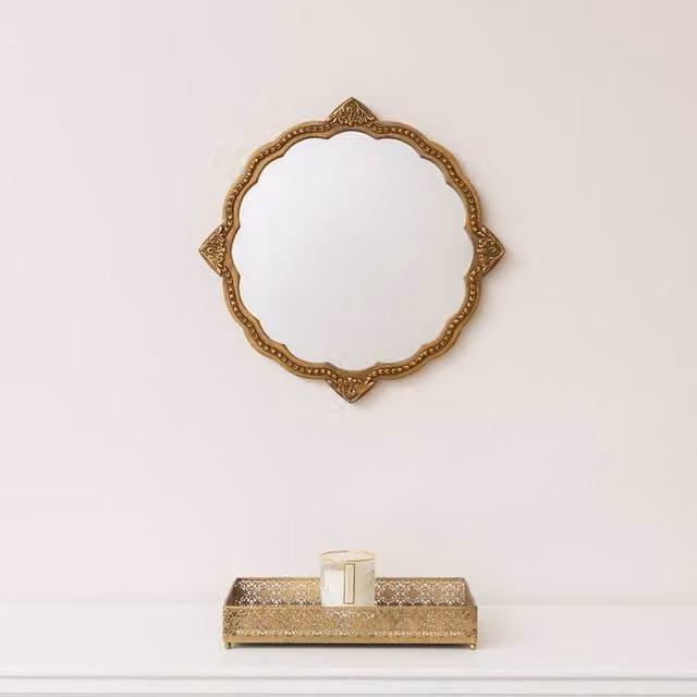 Melody Maison Ornate Antique Gold Round Wall Mirror, W/D/H: 50 x 50 x 1 cm – 1