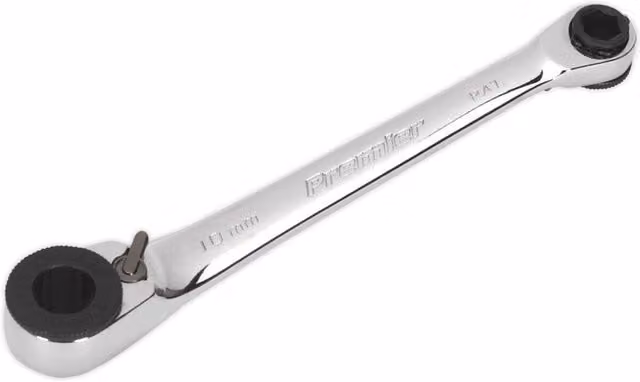 Loops 120mm Reversible Ratchet Spanner, 1/4 inch Hex x 10mm Hex, 72-Tooth Action, Silver and Multicolour Chrome Vanadium Steel