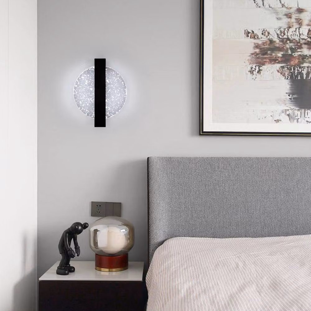 Pheashine Black and Silver Round Acrylic LED Wall Light, 12W, 6500K Cool White, Diameter: 25 cm – 5