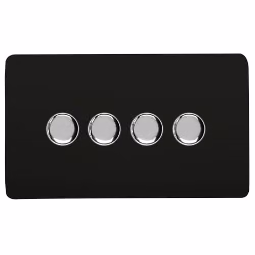 Trendi Switch 4 Gang LED Dimmer Light Switch in Matt Black