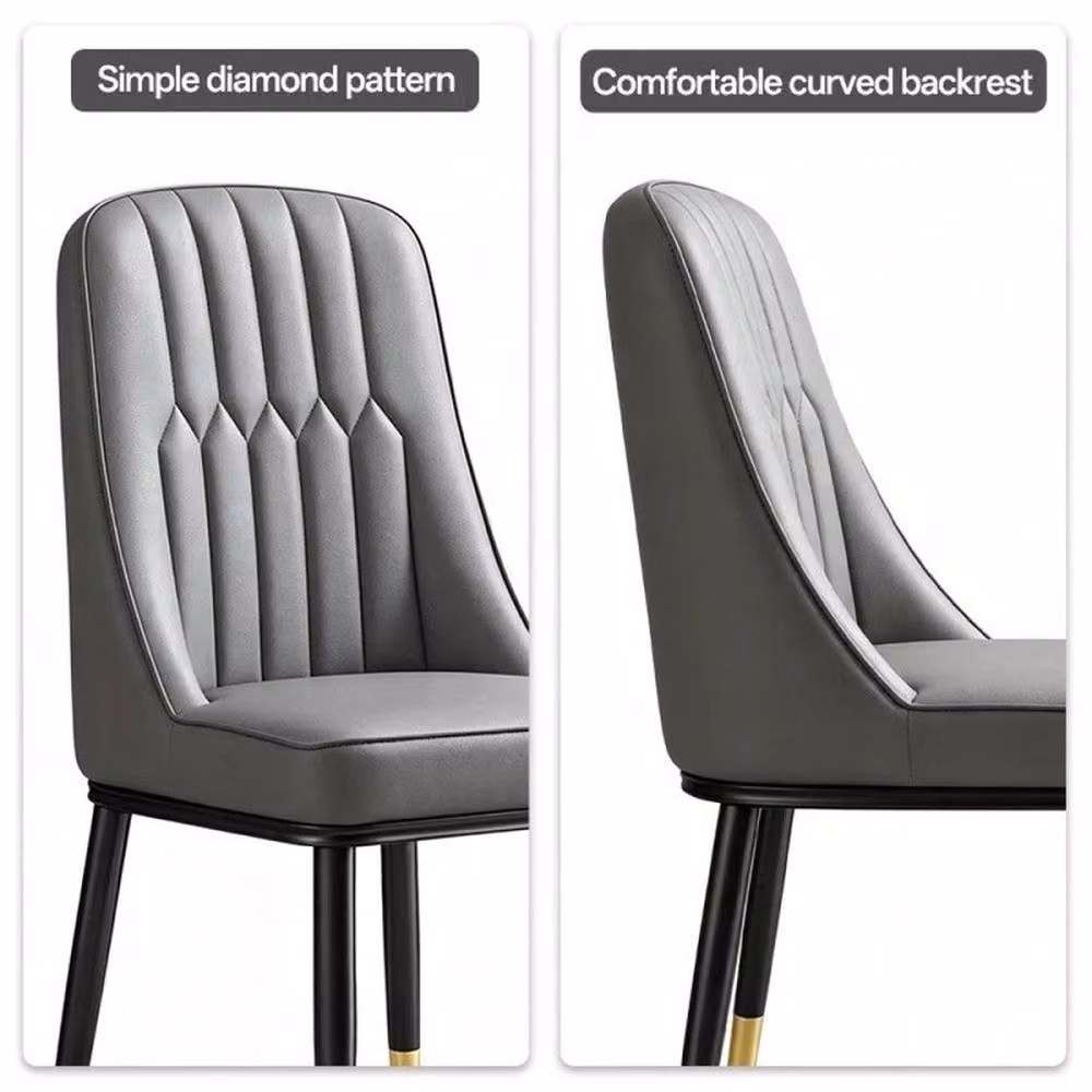 PAWNORA Set of 2 Modern Grey Leather and Metal Chairs – 2