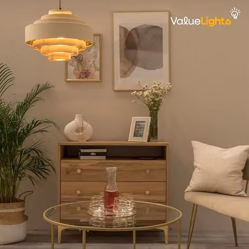 MiniSun Modern Grey and Copper 7 Tier Fabric Cylinder Pendant Drum Light Shade, Width: 45 cm – 2
