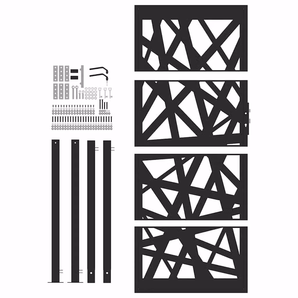 Berkfield Black Steel Garden Gate, W: 105 cm, H: 205 cm – 3