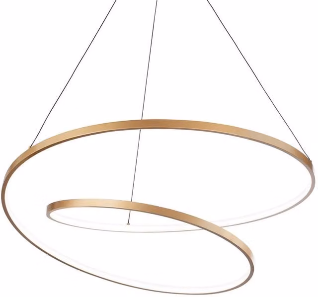 Ideal Lux Dimmable LED Ring Pendant Ceiling Light in Gold/Brass, Height Adjustable