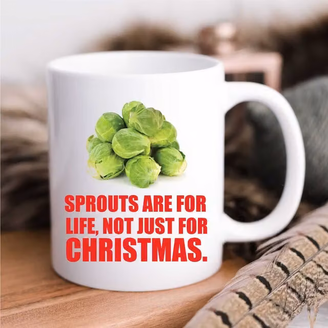 60 SECOND MAKEOVER Sprouts Are For Life Not Just For Christmas Ceramic Mug in White