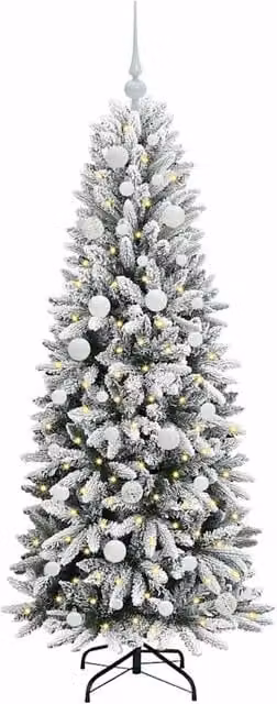 Berkfield Home Green Artificial Christmas Tree with 150 White LEDs, W/D/H: 63 x 63 x 150 cm – 1