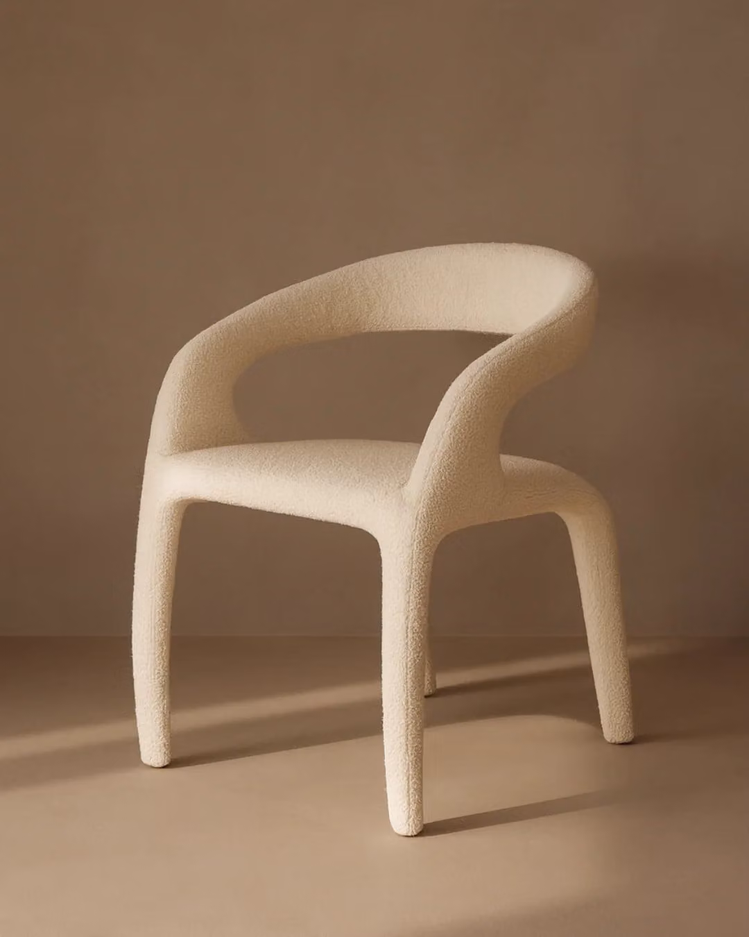 Escada Dining Chair by Tommy Franks in White Bouclé