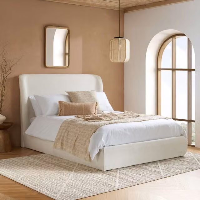 Birlea Lanis Upholstered Ottoman Bed in Cream Linen