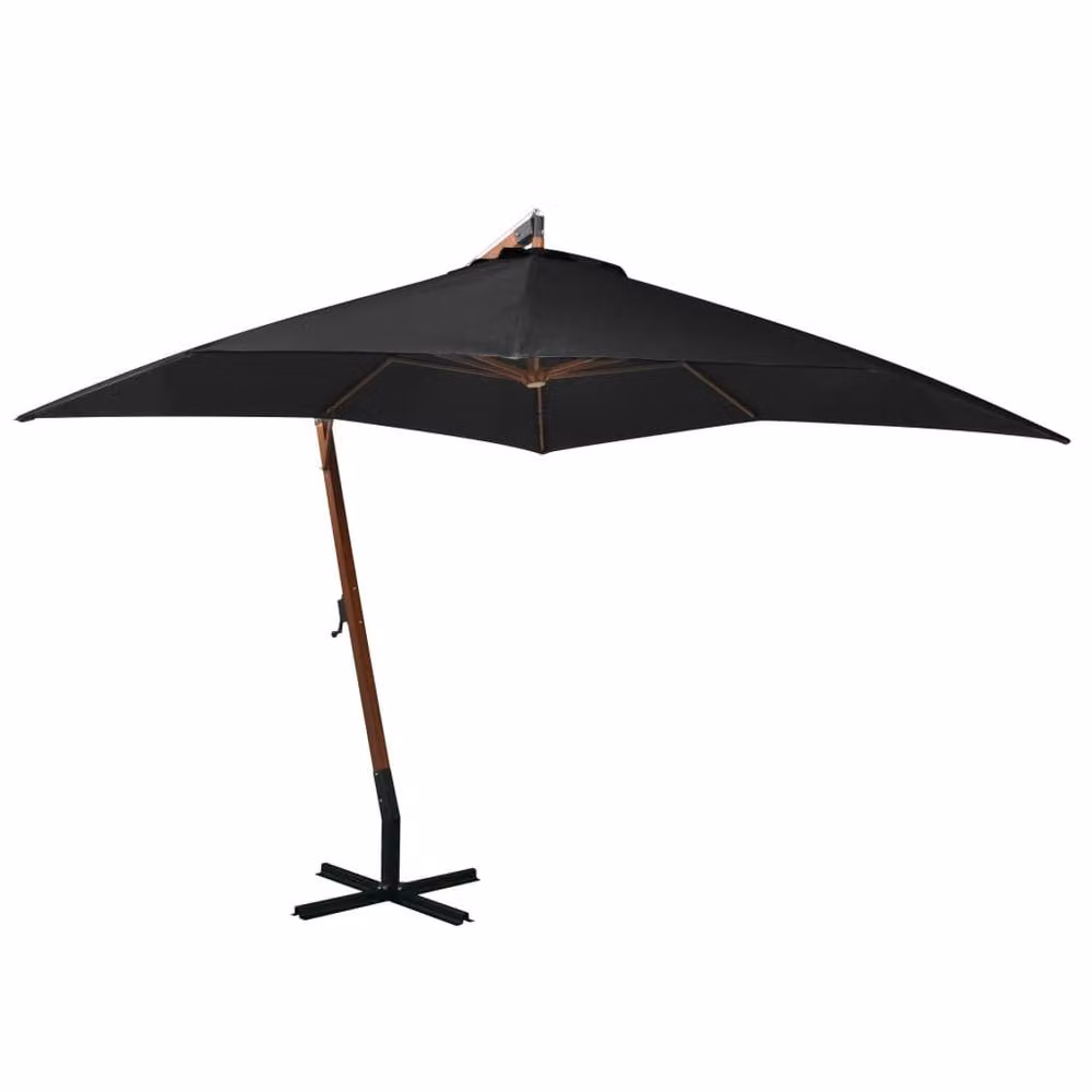 Berkfield Home Black Cantilever Hanging Parasol with Solid Fir Wood Pole, W: 300 cm, D: 300 cm, H: 280 cm – 2
