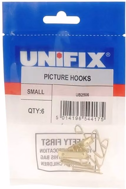 Unifix Small Gold Wall Hooks, Pack of 30 – 1