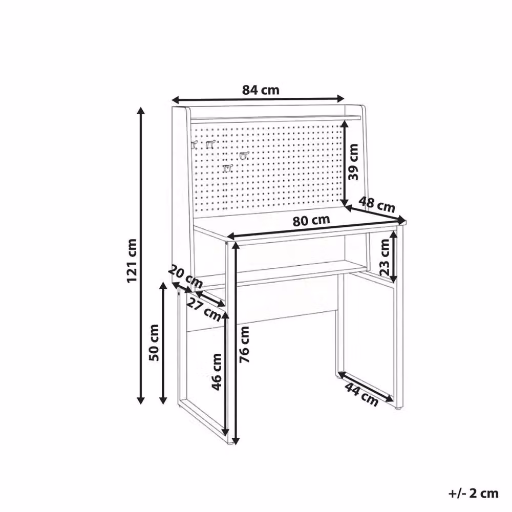 Wyld and Coco Wall-Mounted Writing Desk with Pegboard Back in Dark Brown – 3