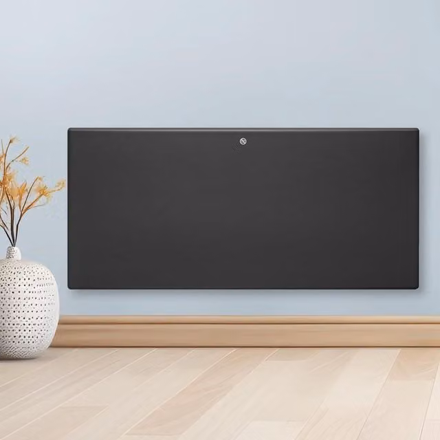 Purus 600W Electric Panel Convector Heater in Grey and White, Wall Mounted or Freestanding with Thermostat, Timer and Open Window Detection