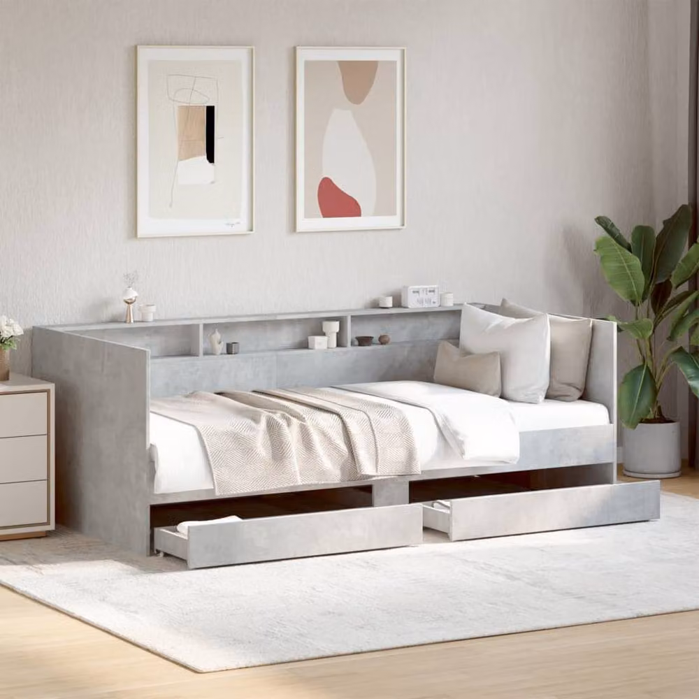 Berkfield Home Versatile Daybed with Drawers in Concrete Grey, W/D/H: 200 x 100 x 73 cm – 2