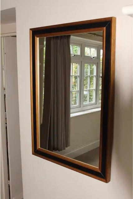 Benjamin Tate Design LTD Roma Modern Rectangular Wood Framed Wall Mounted Accent Mirror in Black and Gold, Width: 93 cm