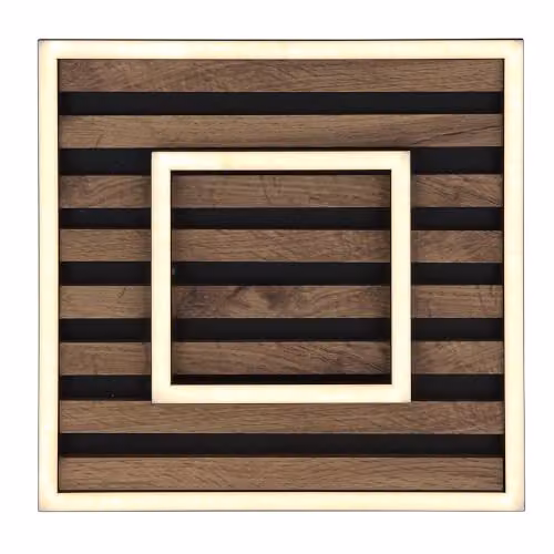 Netlighting Woody Globo Lighting Semi Flush Ceiling Light Panel in Black and Wood with Warm White LED, W/D/H: 30 x 30 x 6 cm – 3