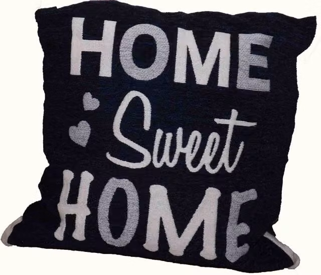 Rapport Home Chenille Home Sweet Home Cushion Cover in Blue, W/D/H: 45 x 45 x 45 cm