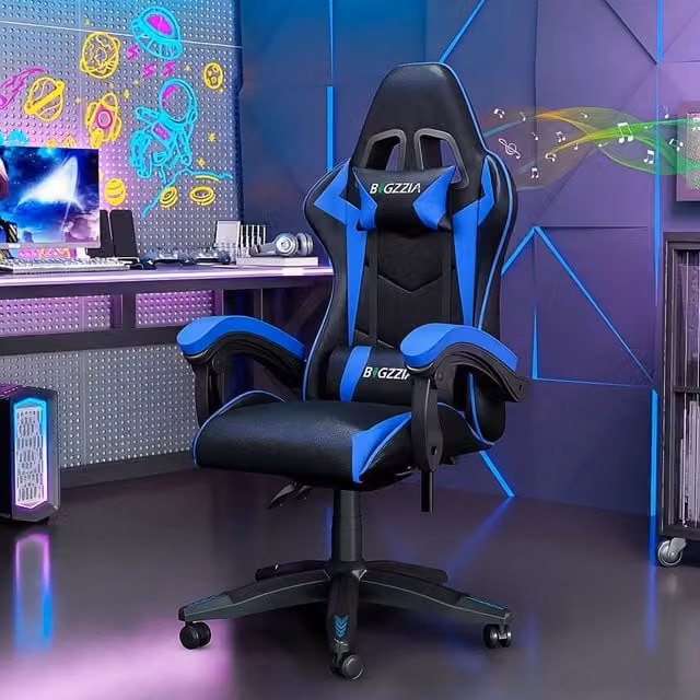 Gartistgo Bluetooth Gaming Chair in Blue with Lumbar Support and Headrest – 1