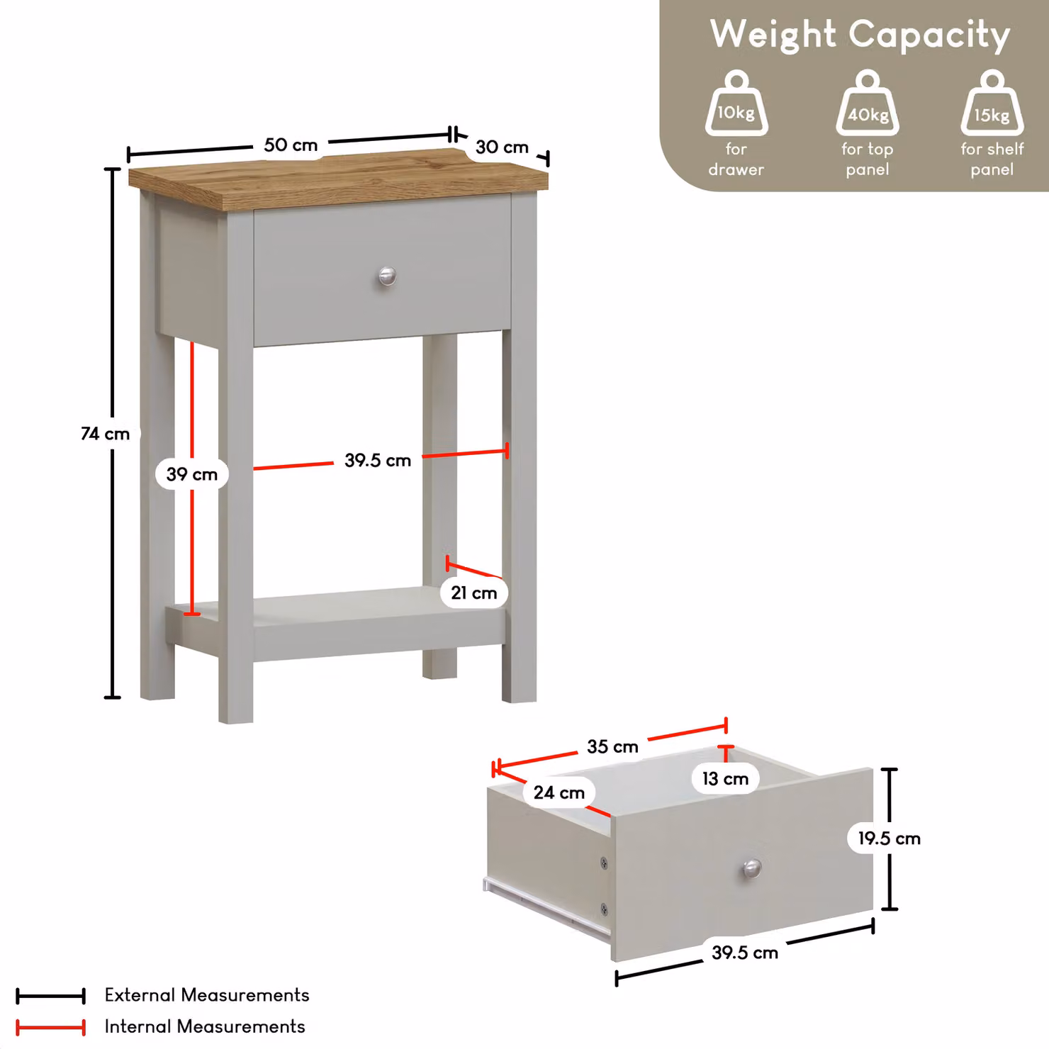 Vida Designs Arlington 1 Drawer Console Table in Grey – 2