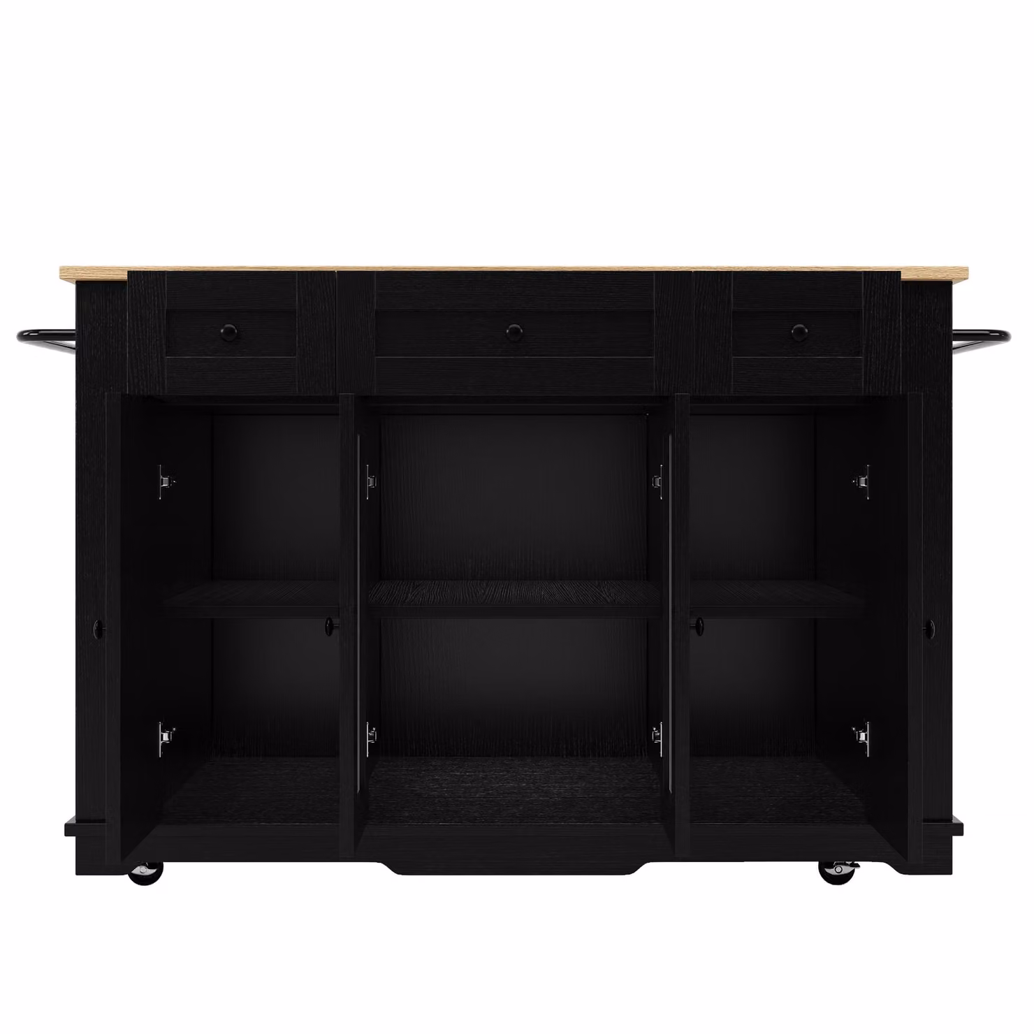 Aosom UK Modern Black Kitchen Island with Foldable Worktop and Dining Extension, W: 151.5 cm, D: 60 cm, H: 91.5 cm – 2