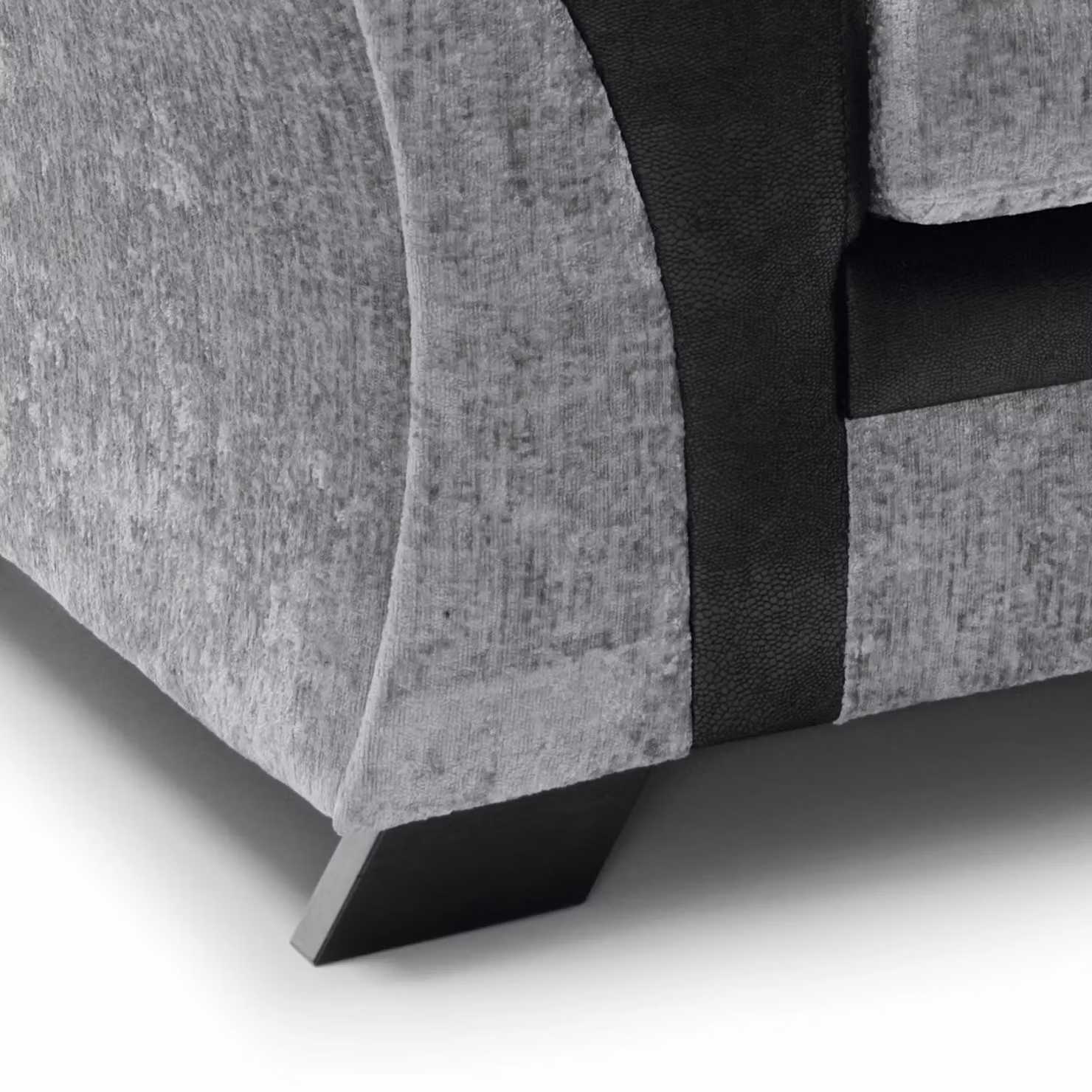 Abakus Direct Farrow L-Shape 2 Seater Corner Sofa in Black and Grey with Crushed Chenille Fabric – 3
