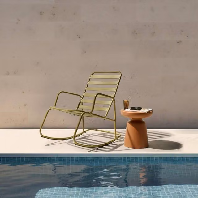 Wyld and Coco Retro Green Powder Coated Aluminium Rocking Garden Armchair – 1