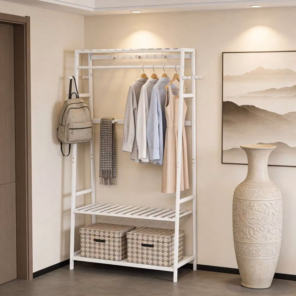 Kelvenix Open Wardrobe Clothes Rail Rack in White, W/D/H: 100 x 43.434 x 165.1 cm – 4