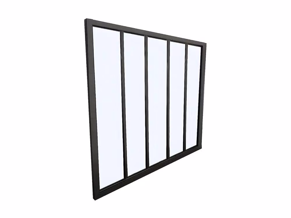 Vente-unique Powder-Coated Aluminium and Glass Partition, Black, W: 150 cm, H: 130 cm – 2