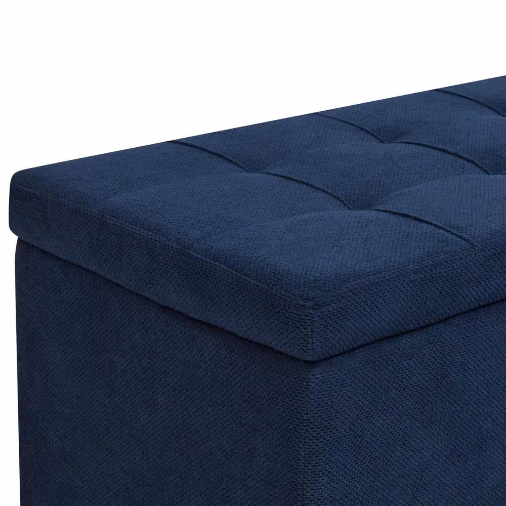 Wyld and Coco Blue Fabric Storage Ottoman, W/D/H: 100 x 42 x 40 cm – 4