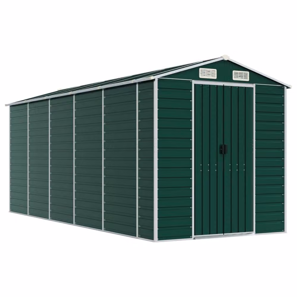 Berkfield Home Garden Shed in Green Galvanised Steel, W/D/H: 191 x 470 x 198 cm – 3