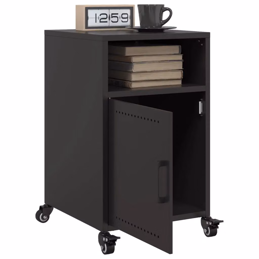 Berkfield Home Set of 2 Black Steel Bedside Cabinets, W/D/H: 36 x 39 x 59 cm – 3