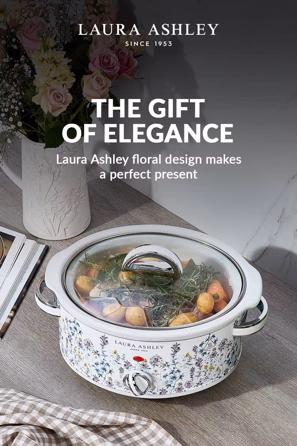 Laura Ashley Wild Meadow Slow Cooker, 3.5 l, White and Multicolour – 3