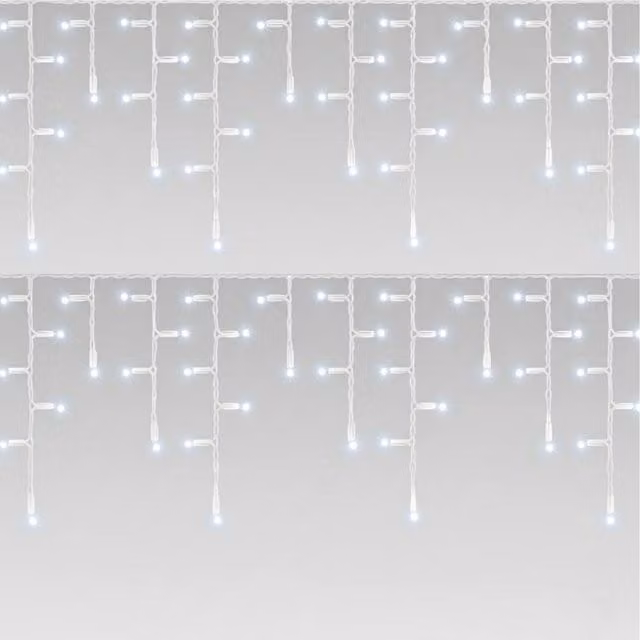 Pegdev Cool White LED Icicle Lights with White Cable, Connectable, 2m – 1