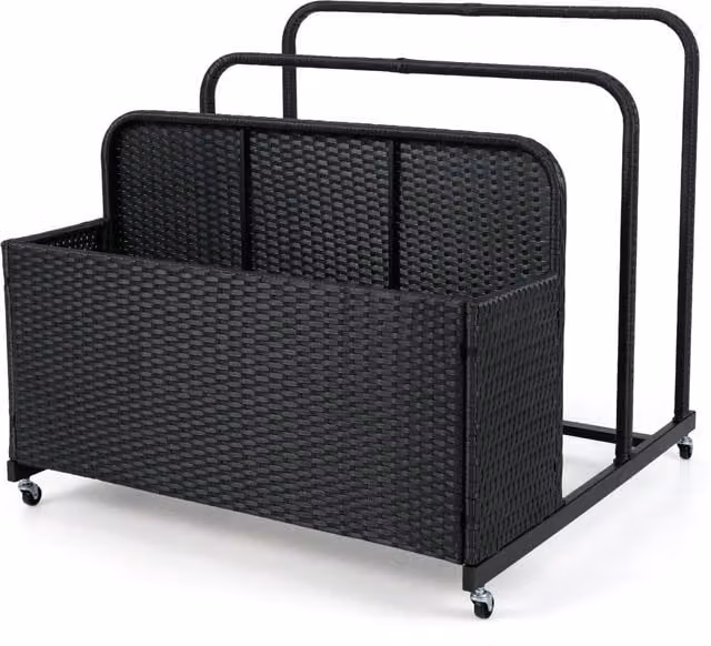 Costway Wicker Patio Pool Float Storage Organizer Caddy Basket in Black – 1