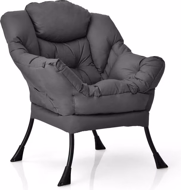 Costway Modern Grey Fabric Tub Recliner Chair with Armrests