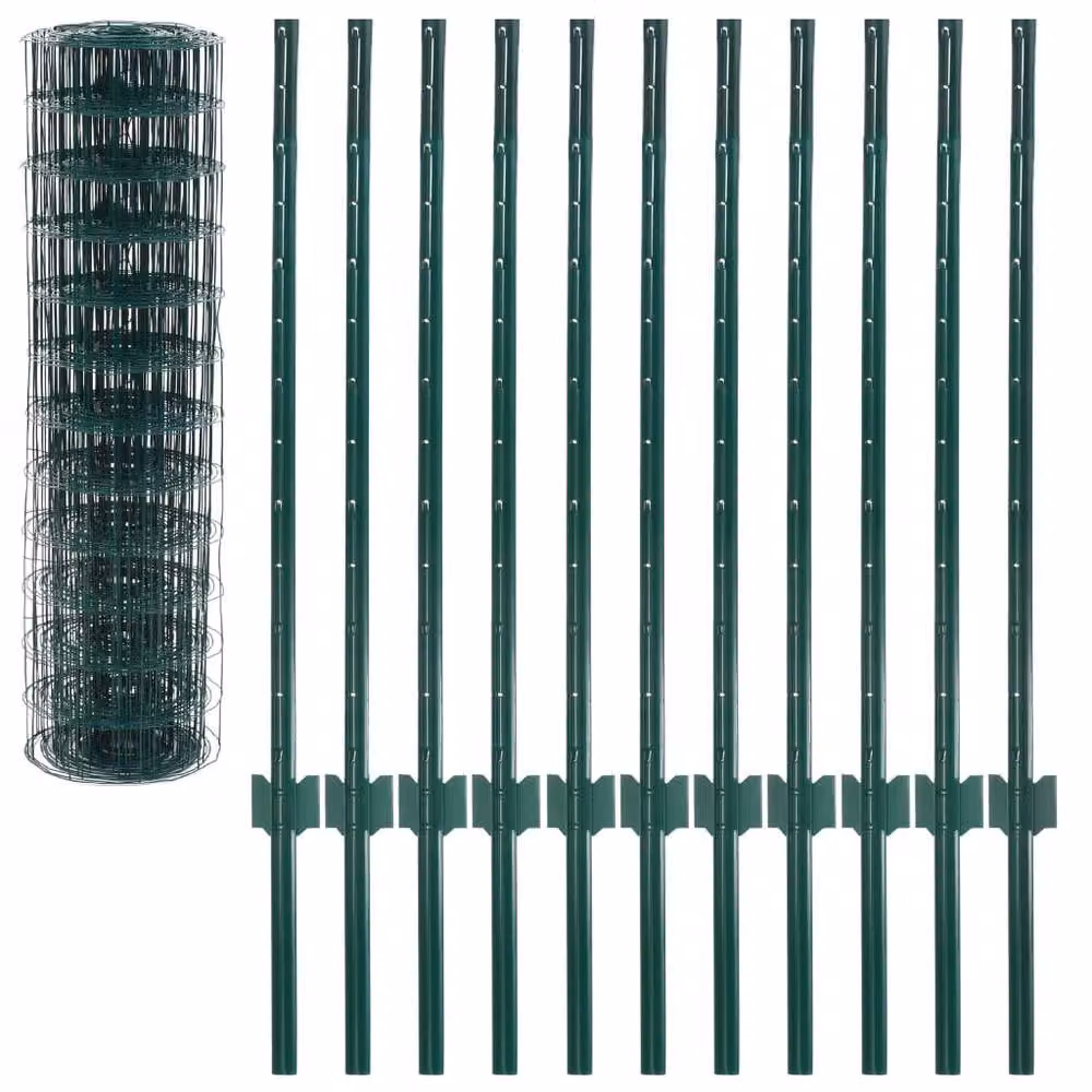 Berkfield Home Euro Fence Green PVC-Coated Steel Fencing, W: 20 m, H: 1 m – 2
