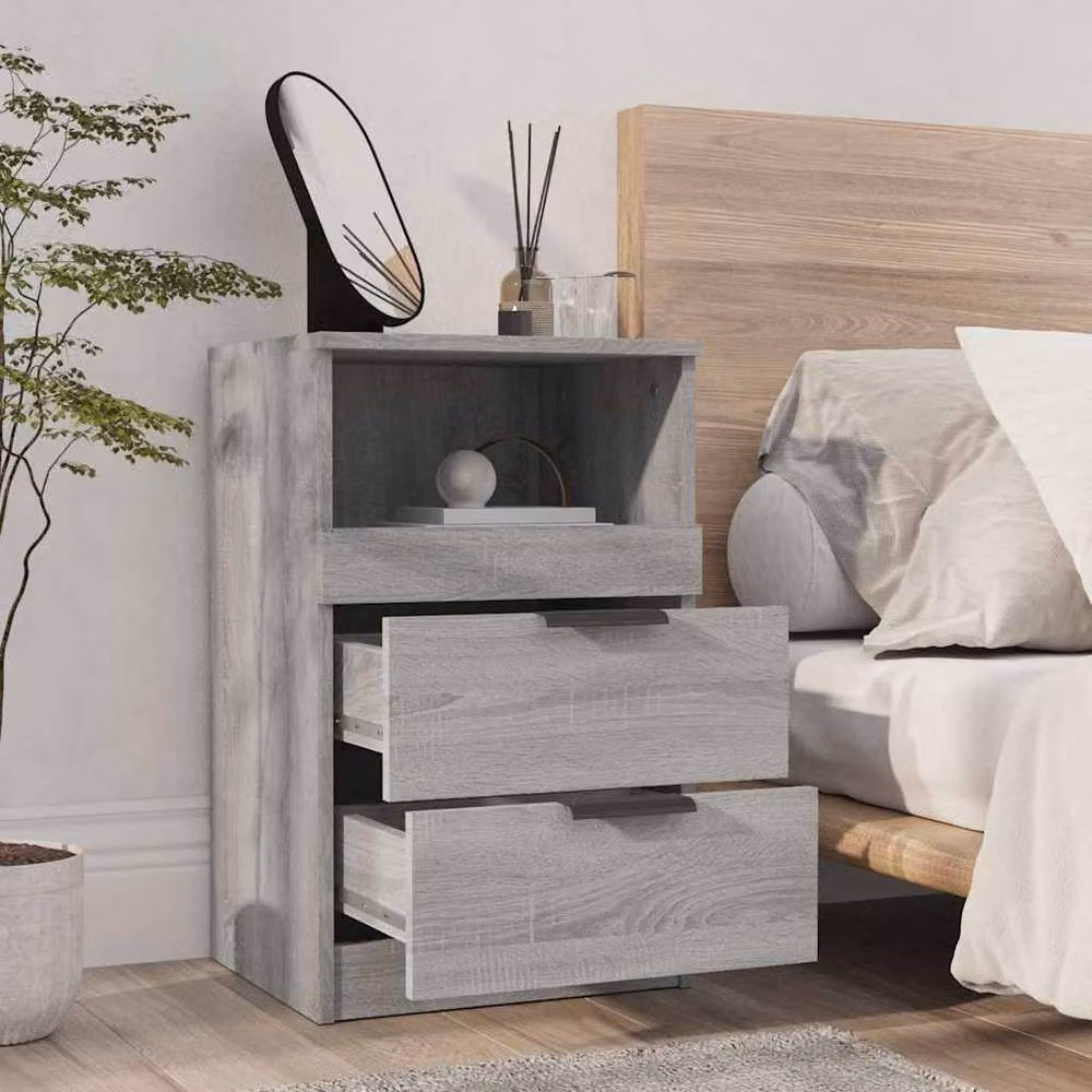 Berkfield Home Elegant Bedside Cabinet in Grey Sonoma, W/D/H: 40 x 36 x 65 cm – 3
