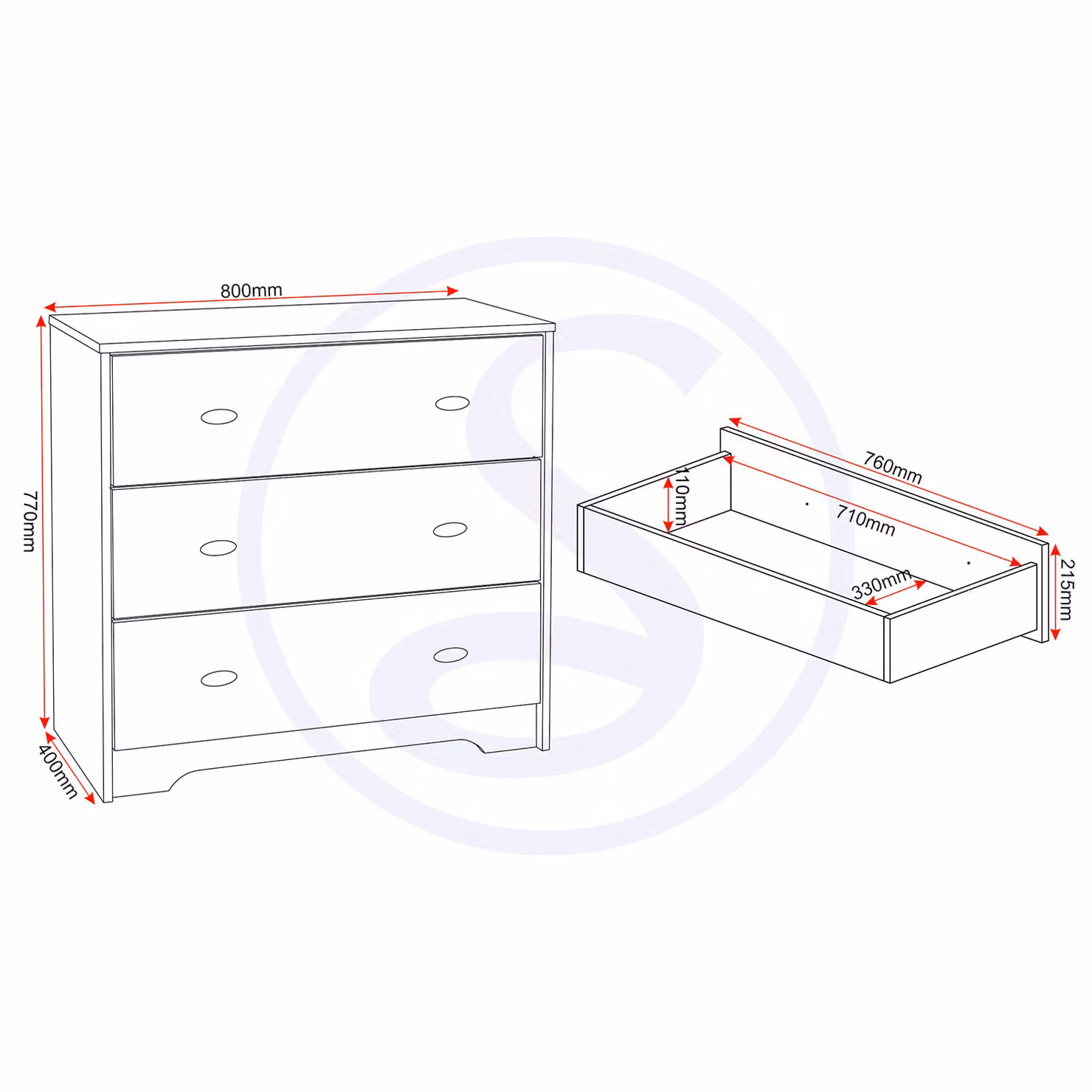 Seconique Carlton 3 Drawer Chest in Brown Wood – 2