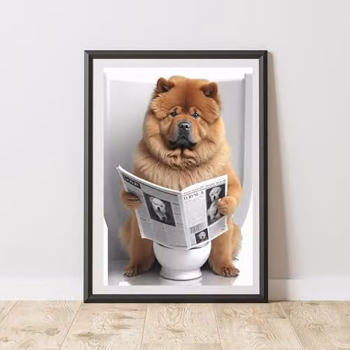 60 Second Makeover Chow Chow On The Toilet Multicolour Paper Poster, A3