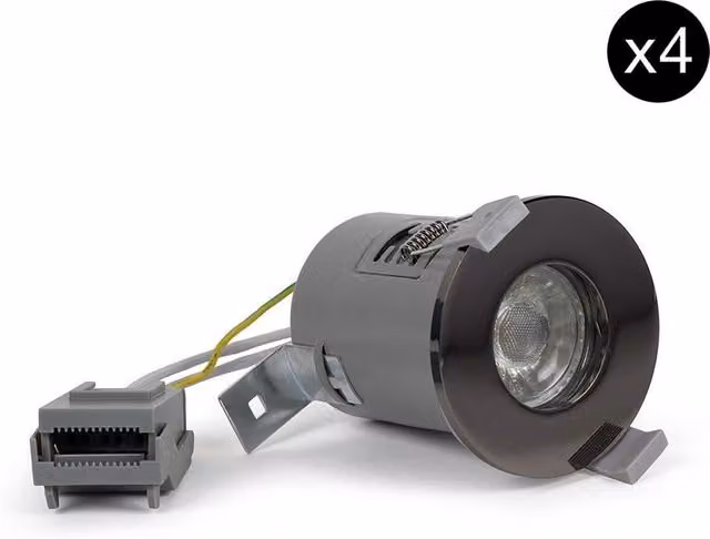 SE Home 4 Pack Black Nickel GU10 Fire Rated Recessed Downlights IP65 – 1